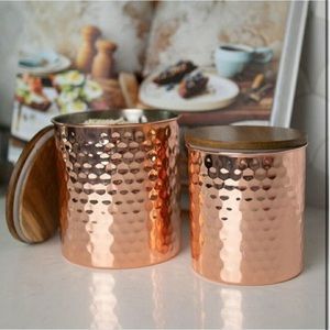 Hammered Copper Canister set- NIB